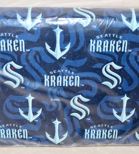 Seattle Kracken ~ Logo On Logo Pattern NHL Cotton Fabric 1/4 Yard 9” X 44” - Picture 5 of 15