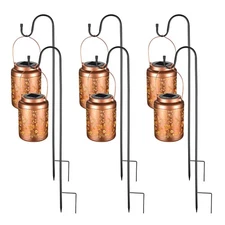 LAGarden Hummingbird Solar Lantern with Shepherd Hooks Outdoor Decor Light 6Pack