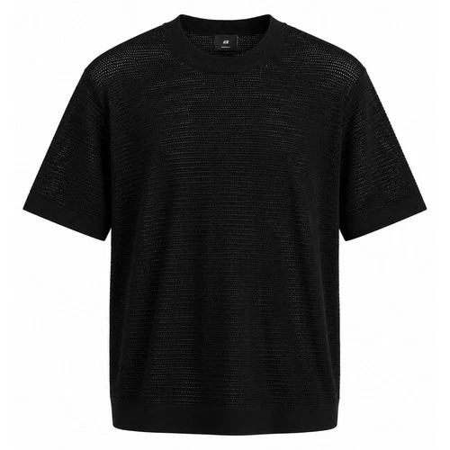 H&M Mens Regular Fit Mesh Knit Boxy T-Shirt Black Short Sleeve Crew Neck XL NWT video thumbnail