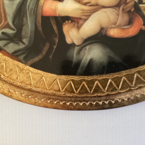 Florentine Religious Plaque 14" Round Gilt Italy Madonna with the Child F. Lippi - Picture 11 of 19