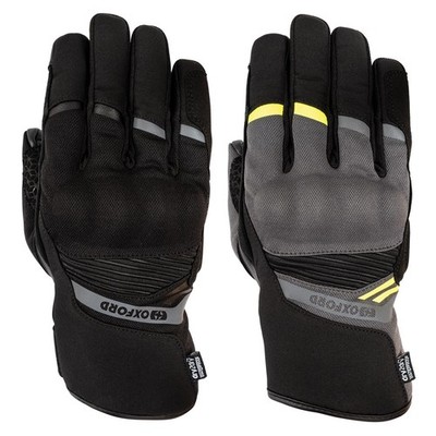 Oxford Dakar 1.0 Dry2Dry Herren kurze wasserdichte schwarze Ganzjahres Motorrad Handschuhe