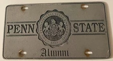 Vintage Penn State Alumni Booster License Plate Pennsylvania HVY PEWTER