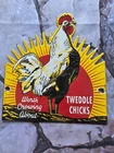 VINTAGE TWEDDLE CHICKS PORCELAIN SIGN FARM CHICKEN LIVESTOCK 10"×9".