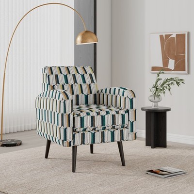 Comfortable Striped Accent Arm Chair, Space-Saving for Living Room