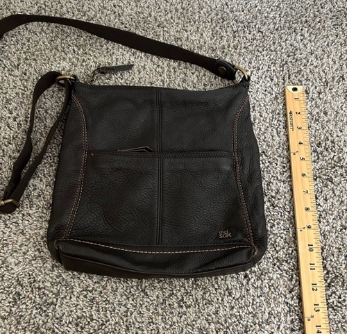 The SAK Iris Crossbody Bag Purse Dark Brown Leather Lined Pockets Clean - Picture 6 of 13