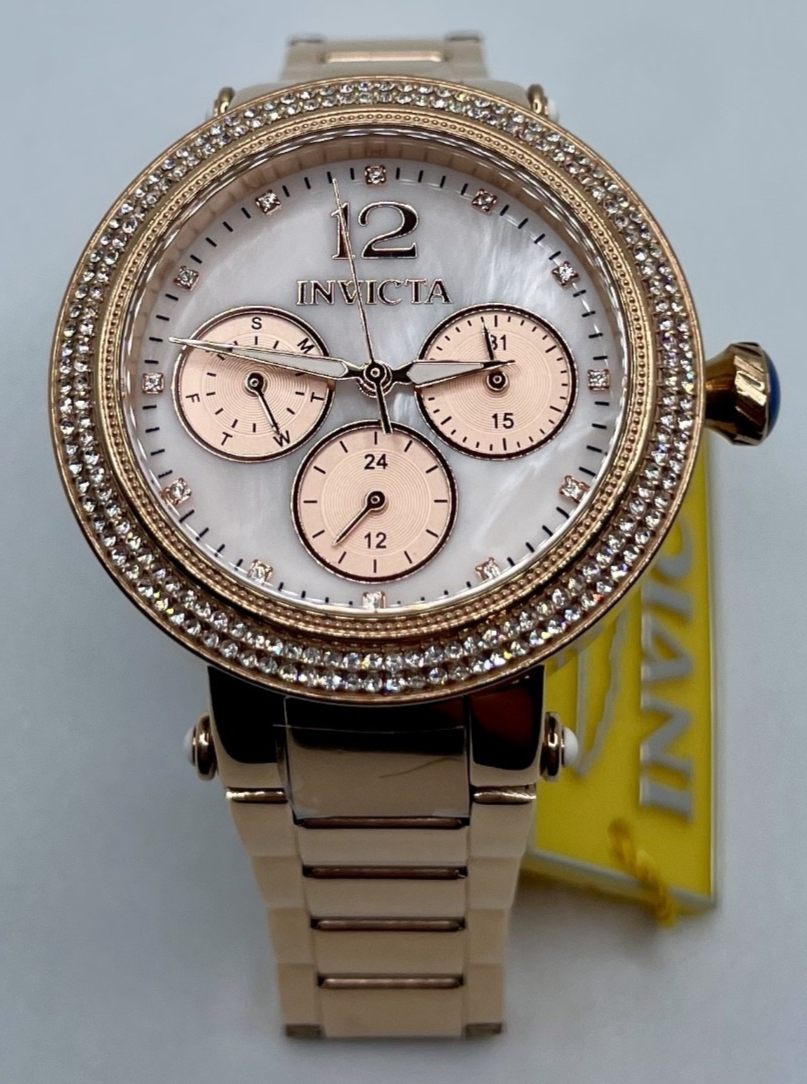 Invicta Bolt Lady Two Tone Rose Gold Black Dial Cable Bezel Blue Cabochon Watch Bolt model 29128 | InvictaWatch.com main image 3