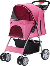 Pet Jogger Stroller Foldable 4 Wheels for Small Medium Dogs Cats Up to 33lbs
