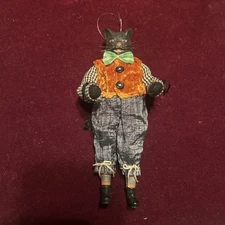 Hard To Find Rare Black Cat folk Art Style ~ Halloween Or Cool Holiday Ornament