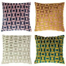 Paoletti Empire Geometric Jacquard Velvet Cushion Cover Decorative Sofa Pillow