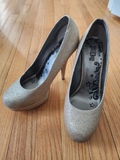 Brash Kosmic Silver Glitter Shoes Pump High Heel Stilletto 7.5W