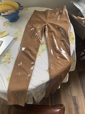 Alice & Olivia High Waist Brown Pleather Pant Size 10 Straight Leg