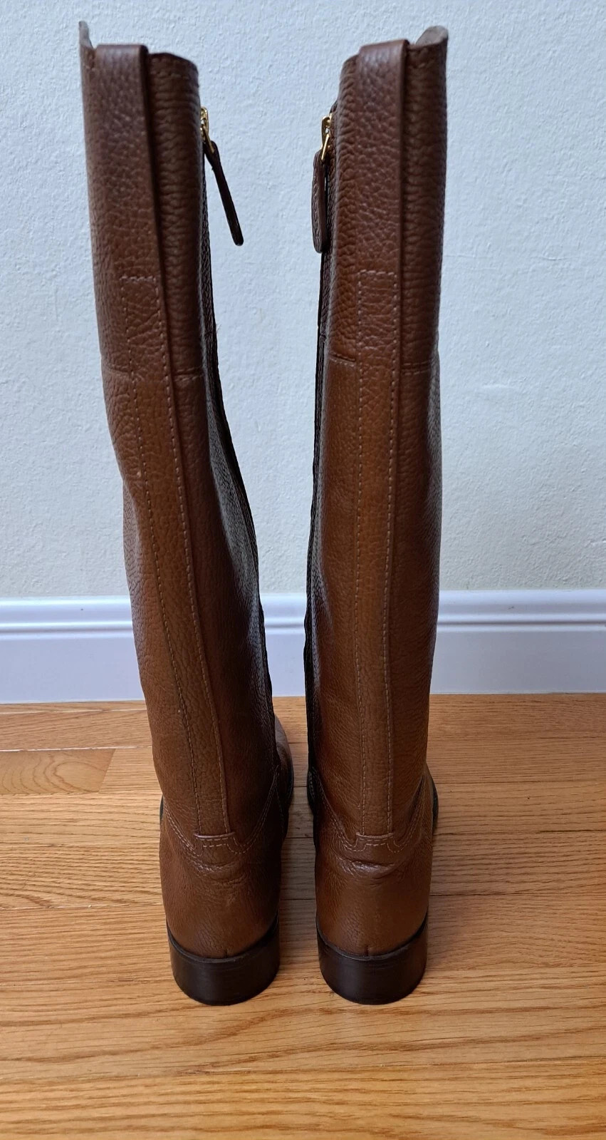 Tory Burch 8.5 Boots Brown Leather Full Zip Tall Knee High Junction Riding thumbnail 4