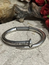 34. CTC Sterling PLATED Hail Pattern Hinged Bangle Bracelet 6 1/4"-6 3/8"