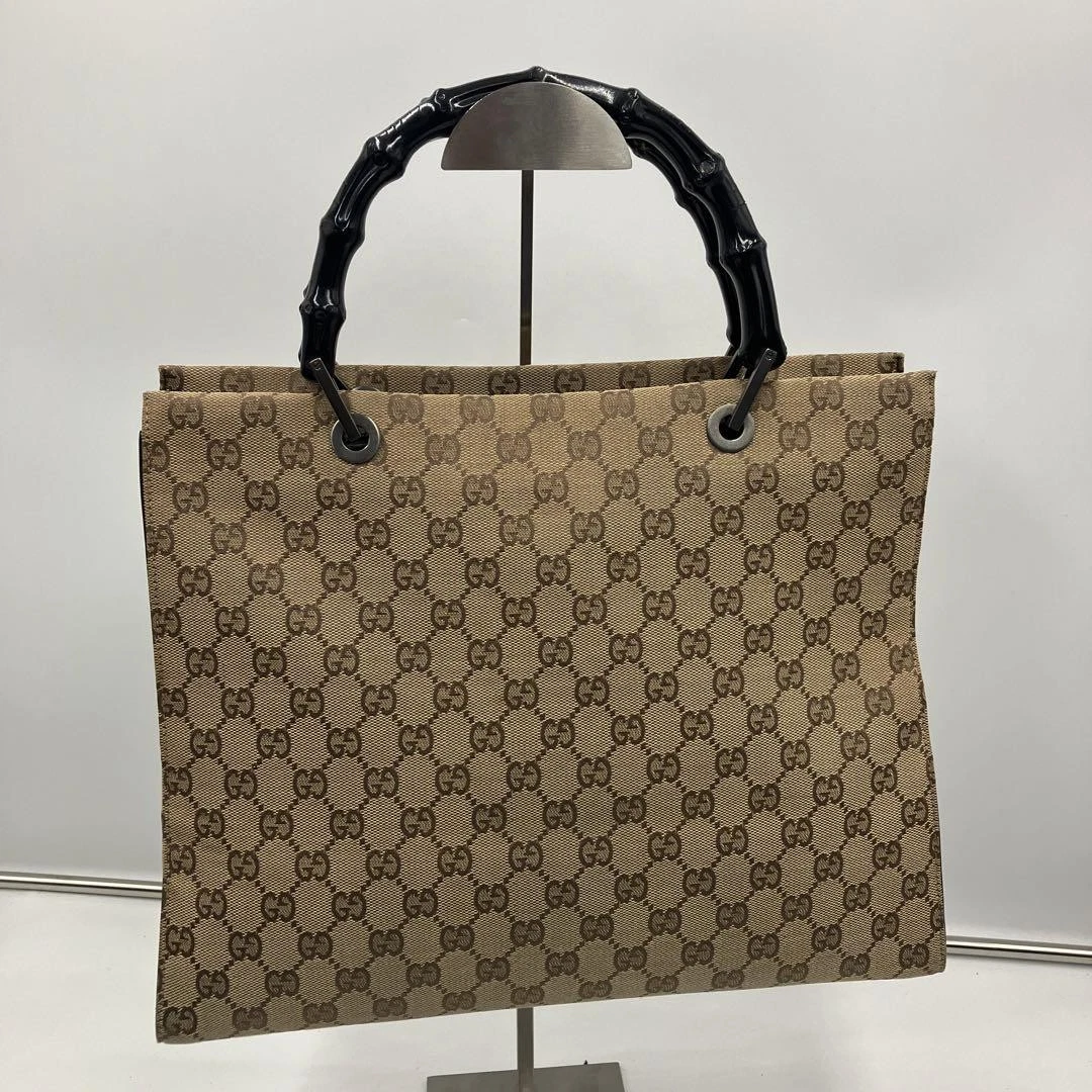Rare sac à main fourre tout GUCCI bambou toile Gg