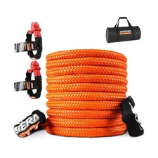 Kinetic Recovery Tow Rope, 3/4" x 30 ft, Heavy Duty, Orange, for Jeep Truck ATV