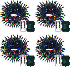 4 Pack String Lights Battery Operated, Total 66Ft 200 LED Christmas Lights with