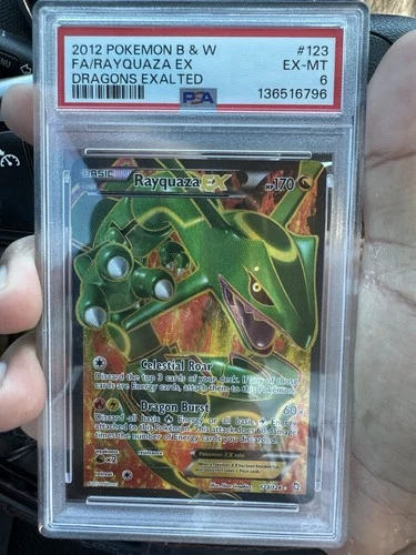 Pokemon 2012 Black & White Dragon Exalted Card 123 Full Art/Rayquaza EX PSA 6