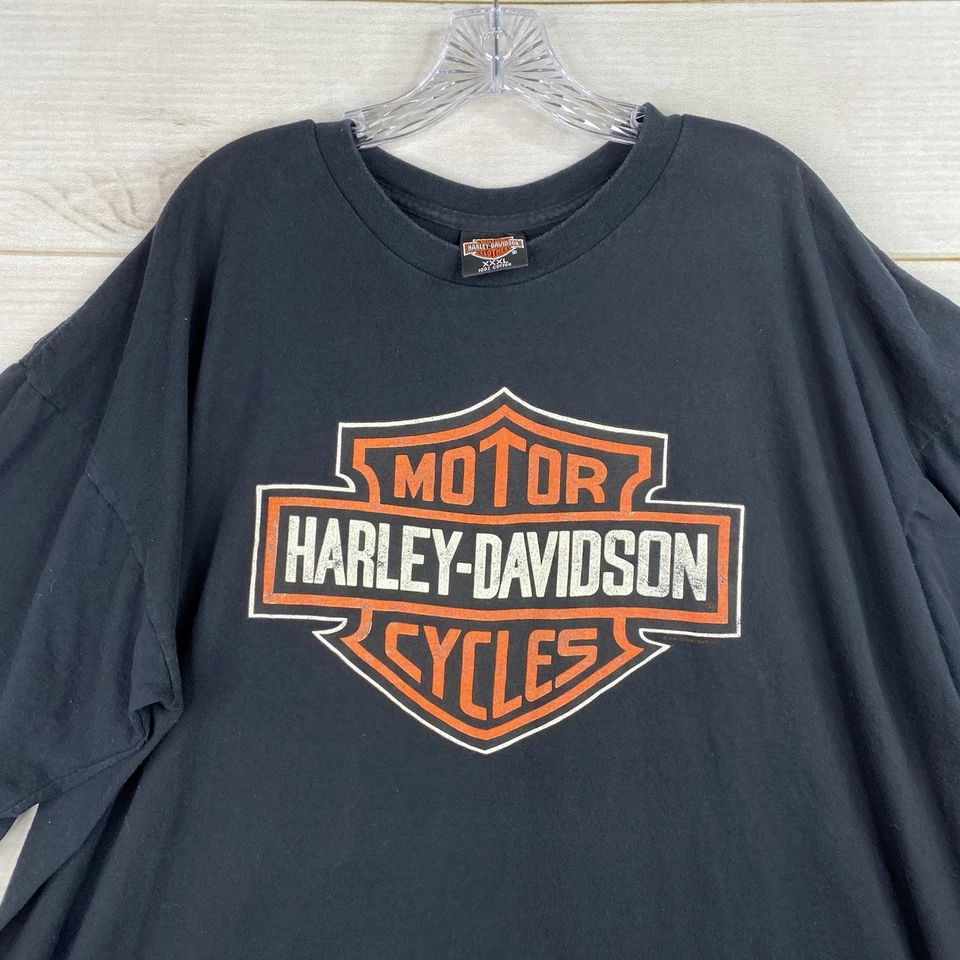 Vtg Harley Davidson T Shirt 3XL Black Deluxe Wyoming USA Made R.K. Stratman 90s - Image 2 of 4