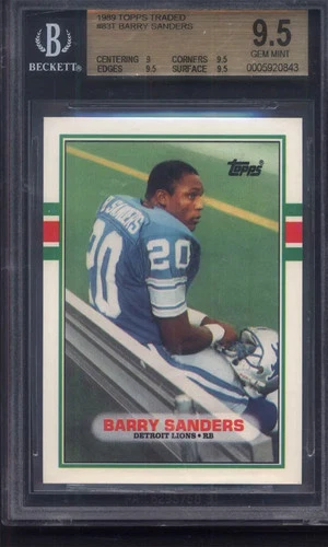 1989 Topps Traded #83T Barry Sanders Rookie HOF Lions BGS 9.5 w/ (3) 9.5s