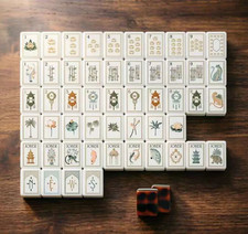 160Pcs 4-Layer Acrylic Leopard Print White Lotus Engraved American Mahjong Set