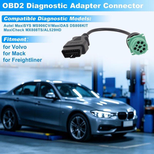 9-Pin Auf 16-Pin OBD2 Diagnoseadapterkabel FüR Volvo FüR Mack-image