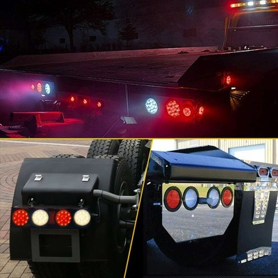 FSBCGT 2PCS 4" Round LED Trailer Tail Lights 16LED With Rubber Grommet Sealed