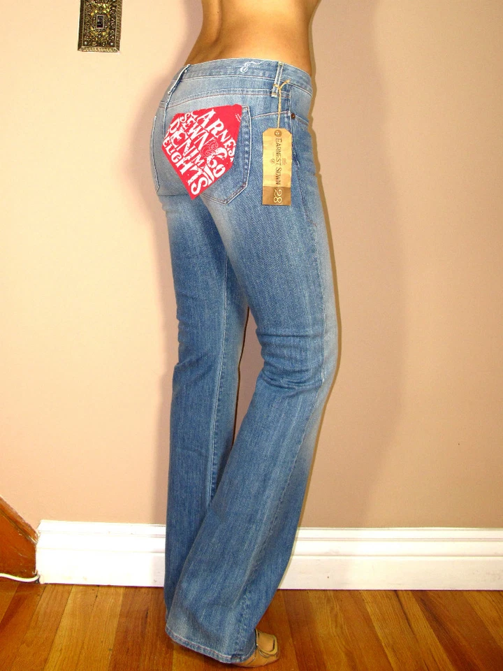 Pantalones de mezclilla de tiro bajo vintage cosidos Ali Y2K de $195 Dudley Light 24 25 26 Foto 3 de 4