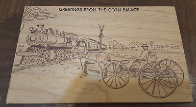 Vintage 3.5'' X 5.5'' WOOD Postcard 'GREETINGS FROM THE CORN PALACE'