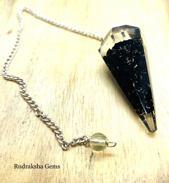 Black Tourmaline Pendulum Orgone Crystal Orgonite Dowser EMF Protection Gift A+