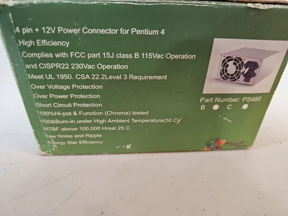 Logisys 480W High Quality Dual Fan Switching Power Supply  New In Box! - Image 2 of 4