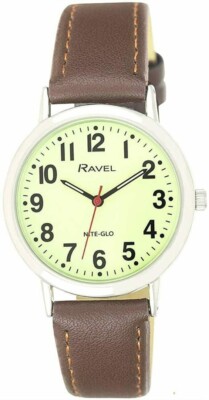 Leicht ablesbare leuchtende Herrenuhr mit leuchtendem Zifferblatt von Ravel Modell R.GL.02