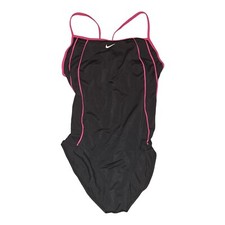 NIKE Black Pink Womens Racerback Cut Out Bathing One Piece Swim Suit 10 Medium