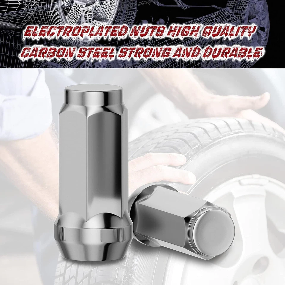 40pcs 9/16-18 Chrome Bulge Acorn Lug Nuts 1.75" Tall For Chevy C20 C30 K20 K30 - Image 4 of 4