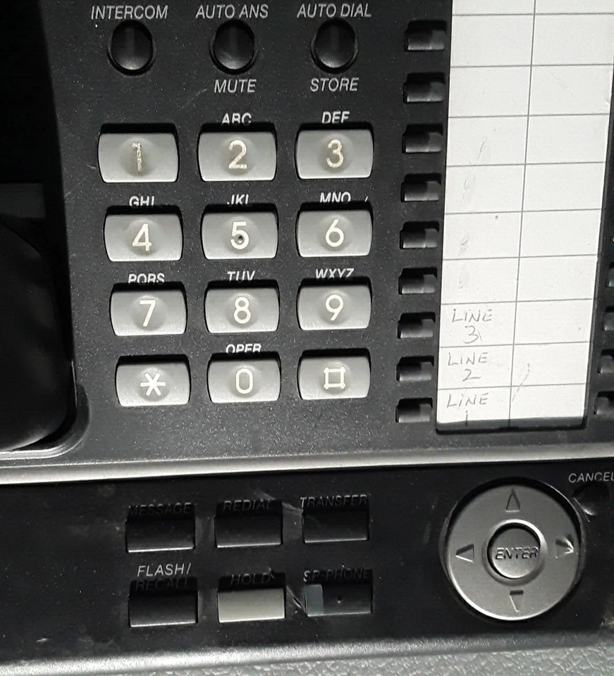 WORKING Panasonic KX-T7630 24 line buttons 3 line Backlit LCD Office Phone Stand - Image 4 of 4
