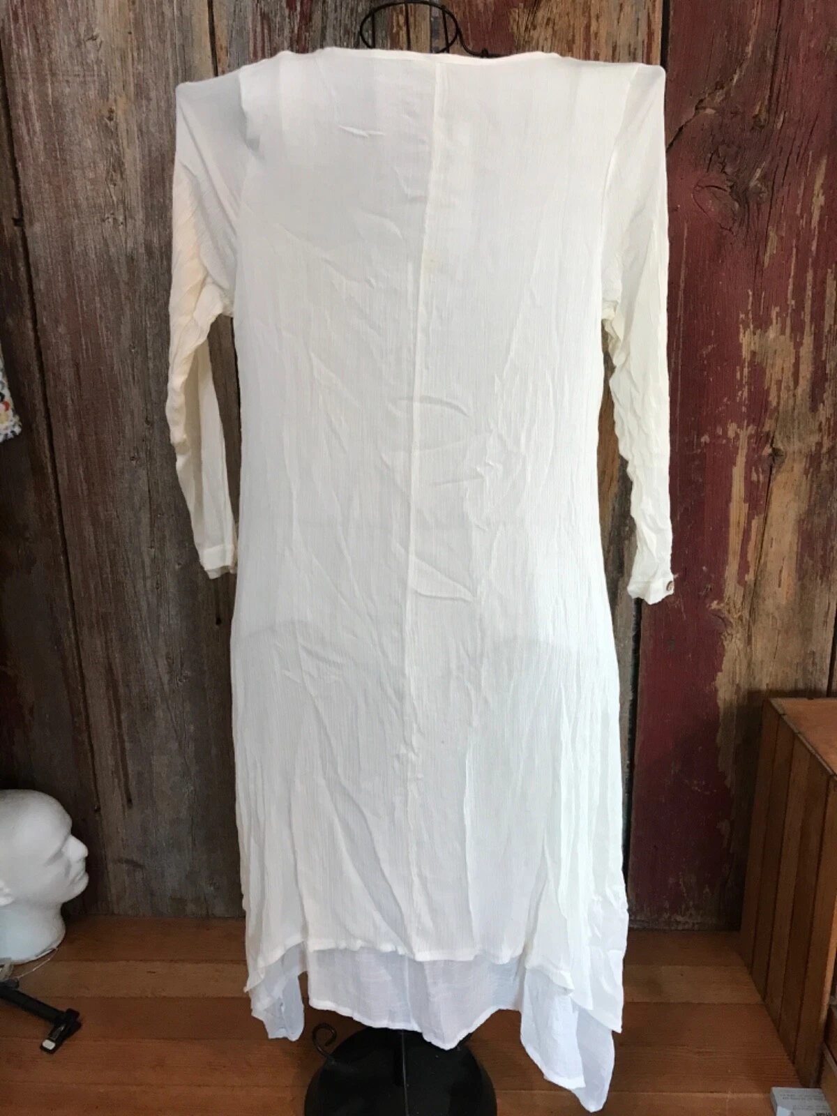 OFF WHITE Abito Hanyi Fushi maxie nuovo con etichetta doppio strato Boho tg.XL bianco sporco.....h7
