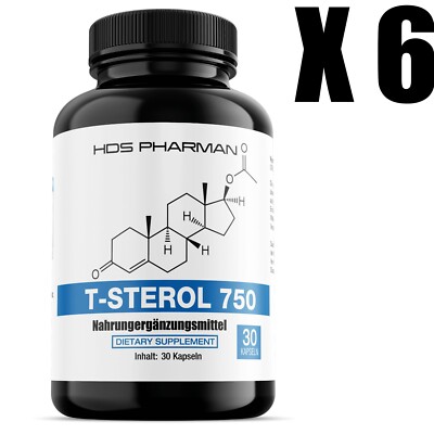 6 x T-Sterol 750 - Herbal Sterol für Männergesundheit, Natürliche Testosteron