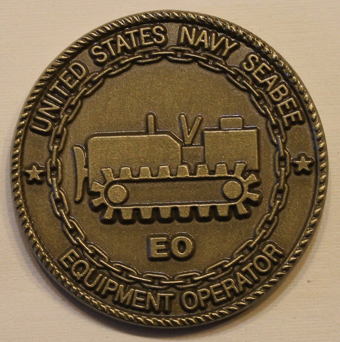US Navy Seabee CB Equipment Operator EO Rate Navy Challenge Coin / SOS |  eBay