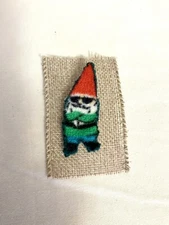 Upcycled Fabric Gnome Pin Arms Crossed Pose Boho Festival Fun 