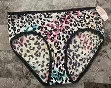 NWT VICTORIA'S SECRET FABULOUS L LEOPARD SATIN SMOOTH RARE HIPHUGGER PANTIES