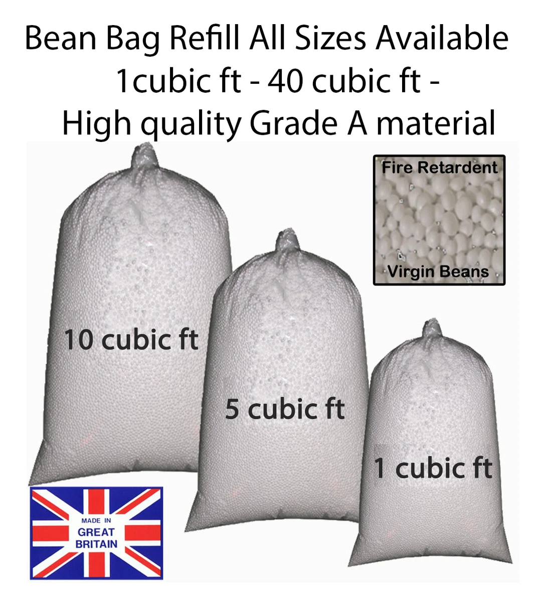 Bean Bag Refill Booster Polystyrene beanbag Beads Filling Top Up Bag Beans  Balls