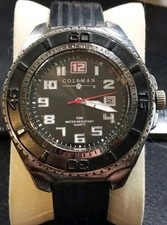 Vintage Coleman Date Quartz Watch 40-978 Black Rubber Band w/ SS Clasp New Batt