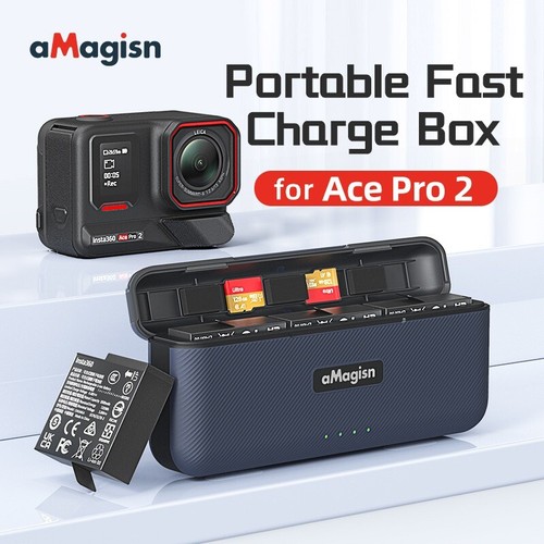 aMagisn For Insta360 Ace Pro2 Fast Charging Case Battery Charger Storage - Bild 3 von 19