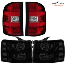 4X Smoke Headlight Red Tail Light For 2007-13 Silverado 1500 2500HD 3500HD New