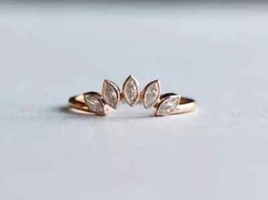 Authentic 0.50 CT Marquise Cut Lab Created Enhancer Wedding Band Ring 14K Rose Gold Plated