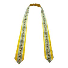 Floral Stole Sash Pointed Woven Multicolor Green Orange Yellow Flowers Leaves