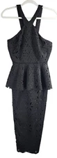 Trina Turk Dynamix Black Cut Out Dress Floral cuts Size 8 