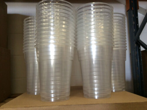 500 x verres en plastique pinte verre pot transparent bière jardin entrepôt pub barbecue à usage unique - Photo 1/1