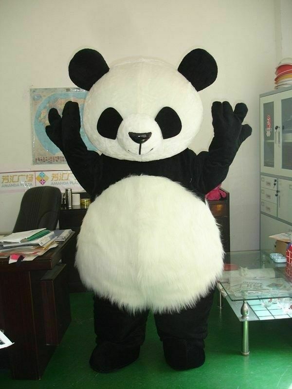 Long Fur Panda Bear Animal Mascot Costume Cosplay Birthday Dress