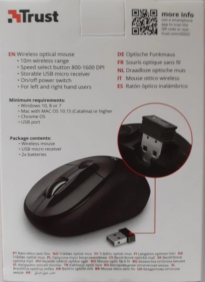 Trust Primo 1600 DPI Maus Optisch  Schwarz 2,4 GHz - Bild 2 von 2