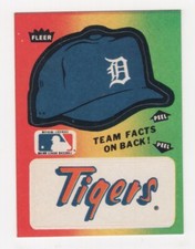 1984 FLEER BASEBALL TEAM HAT & NAME LOGO STICKER DETROIT TIGERS